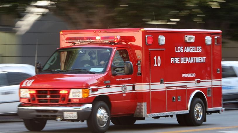 FILE PHOTO: A Los Angeles Fire Department paramedic responds to a call.