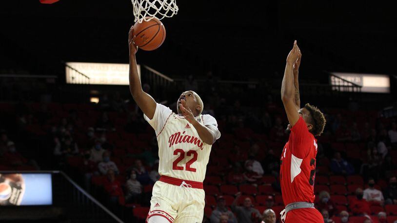 Miami's Myja White goes up for a layup during Saturday's game vs. Lamar at Millett Hall. Miami Athletics photo