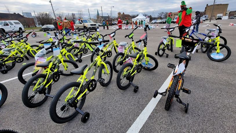 Bikes that were donated by BB Rents were given away to local children Sunday during the 14th annual Louella Thompson's Feed the Hungry Project Toy Giveaway. NICK GRAHAM/STAFF