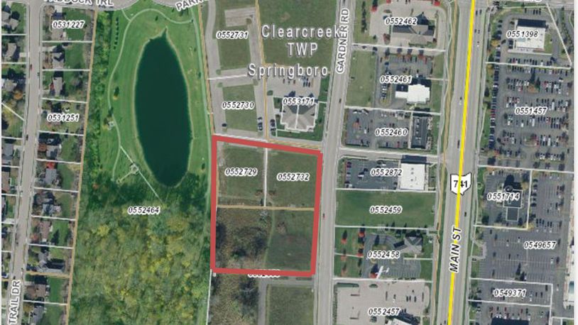 The city of Springboro will purchase approximately four acres of land as part of a partnership with the Clearcreek Twp. Fire District to construct a new fire station. As outlined on the map, the new station will be located on Gardner Road between Anna Drive and Village Park Boulevard and will provide fire suppression and EMS services for the northern portion of the growing city and township. CONTRIBUTED/CITY OF SPRINGBORO