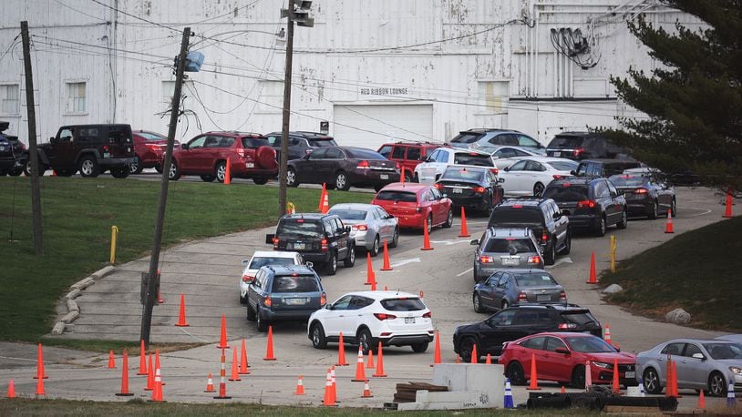Several long lines at the old Montgomery County Fairgrounds for coronavirus testing Tuesday morning. MARSHALL GORBY\STAFF
