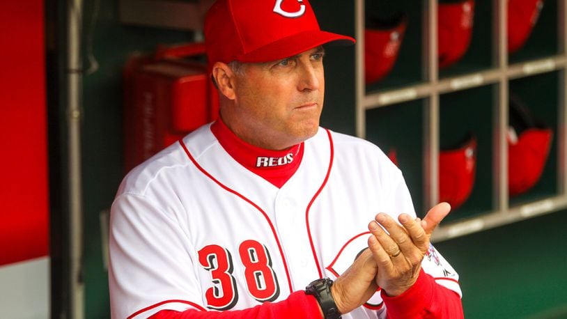 Reds manager Bryan Price in the Reds dugout prior to their Opening Day game against the Phillies, Monday, Apr. 3, 2017. GREG LYNCH / STAFF