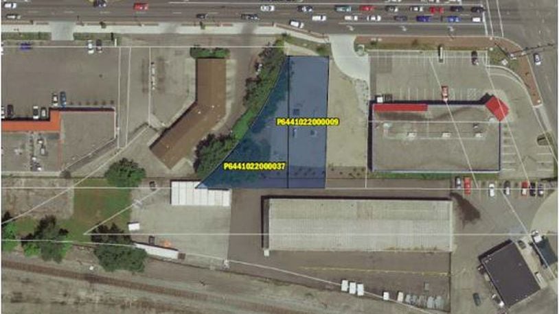 This is an overhead view of the proposed coffee shop, in the shaded area, on High Street in Hamilton, just west of Ohio 4. PROVIDED