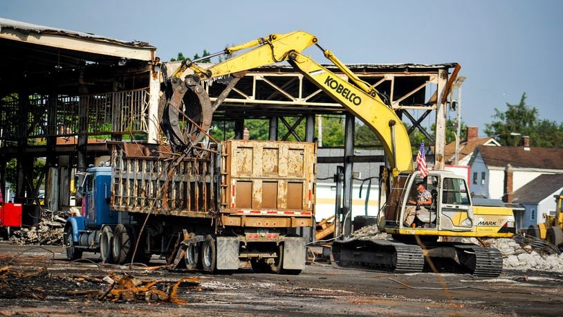 House Bill 252 would provide $100 million over two years to help communities demolish commercial eyesores. Crews from Vickers Demolition continue to dismantle what is left Tuesday, August 20 weeks after a massive warehouse fire on Laurel in Hamilton. The fire started just before 5 a.m. Thursday, July 25, 2019.