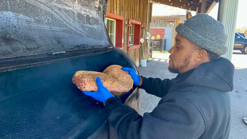 The Dayton Barbecue Company now has a permanent spot at Hidden Valley Orchards in Lebanon after operating there for nearly three months last year. NATALIE JONES/STAFF
