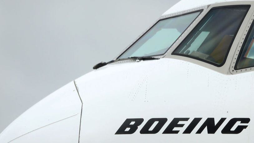 The nose of a Boeing commercial airliner is seen on March 14, 2019, in Sydney, Australia as countries started banning flights on the Boeing 737 Max 8 following two deadly crashes.