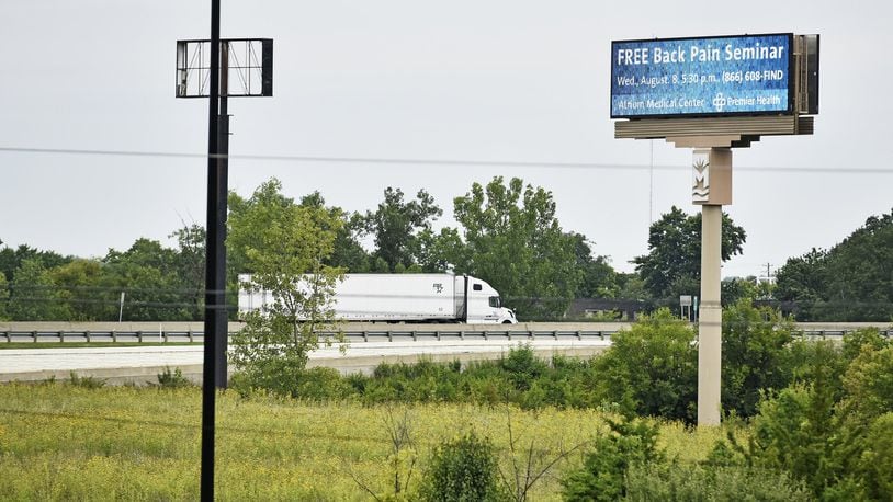 The Ohio Department of Transportation has issued a removal order against the city of Middletown and Premier Health/Atrium Medical Center to remove the electronic sign near the interchange of Interstate 75 and Ohio 122. NICK GRAHAM/STAFF