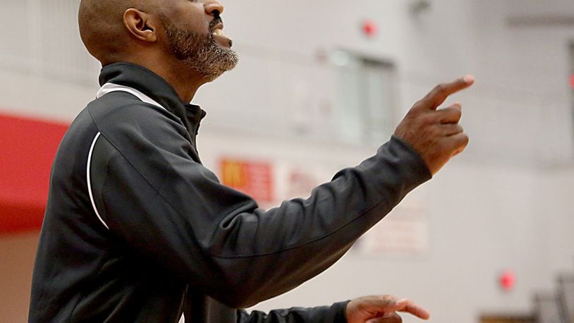 Middletown coach Darnell Hoskins directs his team during a 52-45 victory at Princeton on Dec. 9. CONTRIBUTED PHOTO BY E.L. HUBBARD