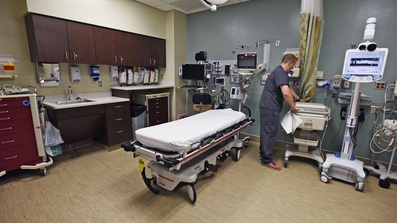 File - McCullough-Hyde Memorial Hospital - TriHealth in Oxford's upgraded ER. Emergency Room nurse Chris Straszheim in the trauma bay on Wednesday, July 27, 2020. NICK GRAHAM/STAFF