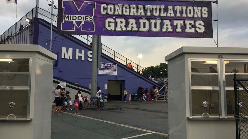 Middletown High School graduates will have an additional, in-person commencement event on July 9 at Barnitz Stadium, unless health officials issue new orders preventing such gatherings. The graduation will consist of three separate ceremonies to lower the number of participants and family members at each and lessen the chances of coronavirus contamination, said school officials. (File Photo/Journal-News)