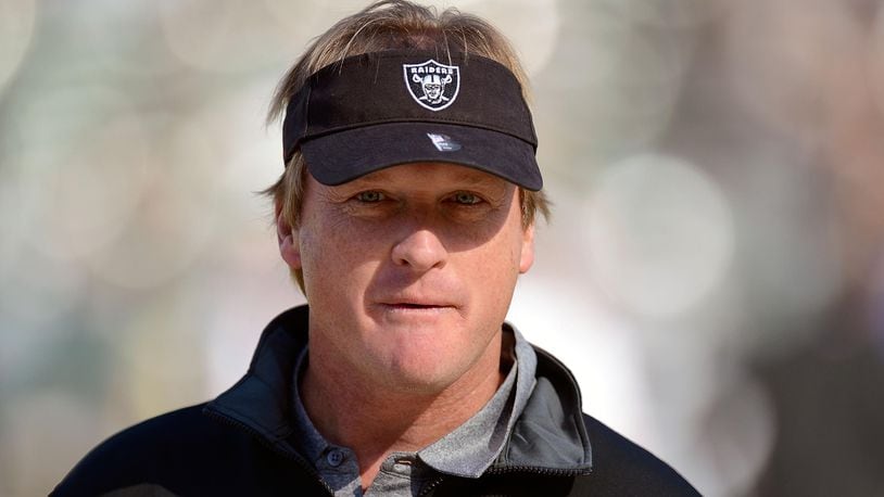Jon Gruden is leaving the broadcast booth and returning to the sidelines to coach the Oakland Raiders.