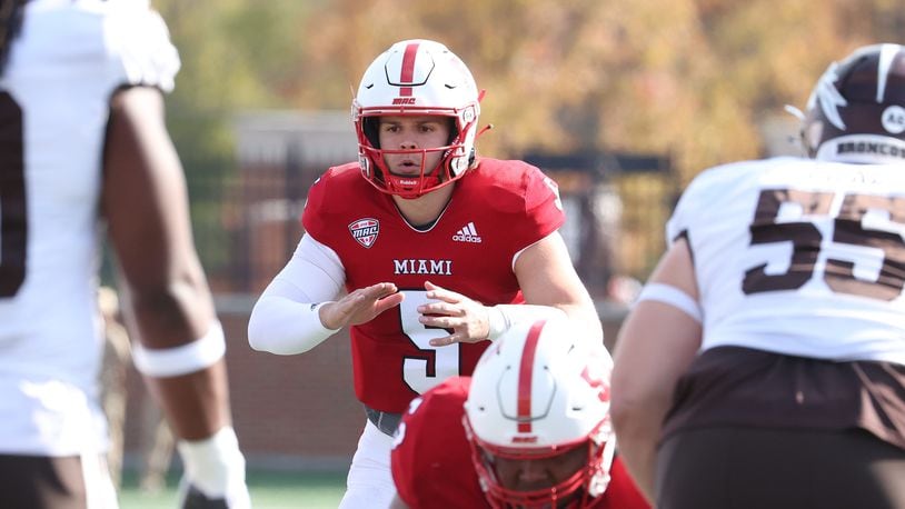 Miami quarterback Brett Gabbert, who was expected to be out for the season with a shoulder injury, started for the RedHawks in Saturday's 16-10 loss to Western Michigan. Miami University photo