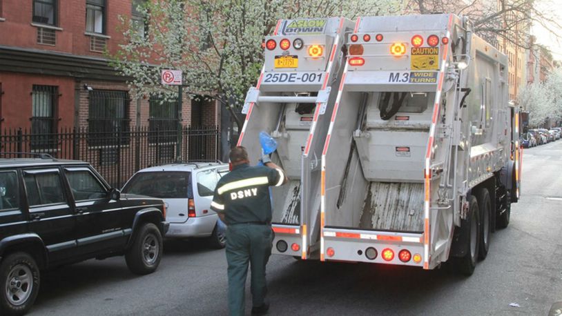 FILE PHOTO:  A sanitation worker was injured after a helium tank exploded in the back of his truck Friday morning in Brooklyn. (Photo: New York City Department of Sanitation)