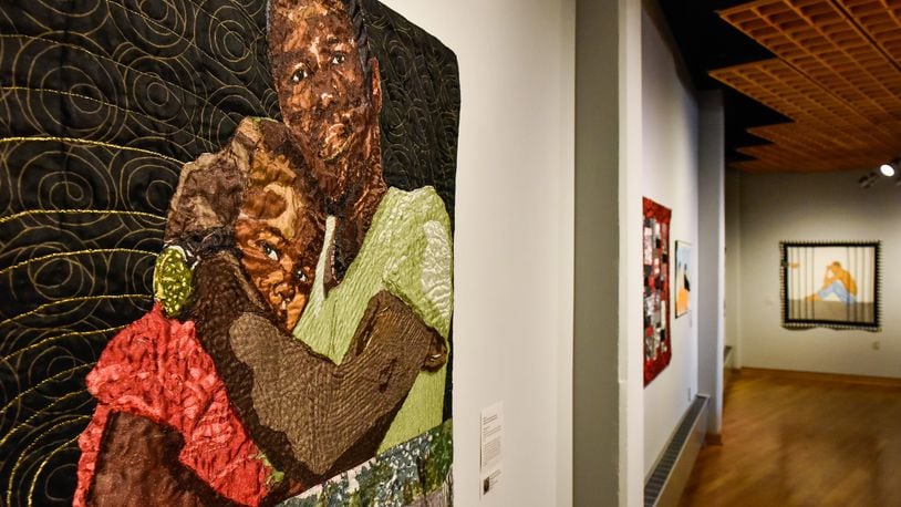 A quilt by Boston artist L'Merchie Frazier that is part of the exhibition "Visioning Human Rights in the New Millennium: Quilting the World's Conscience" at the Fitton Center in Hamilton.