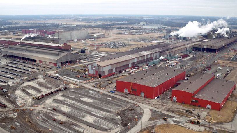 Aerial view of the AK Steel Middletown Works in MIddletown, Ohio. The big steel producer covers more than 2,700 acres in the city to operate coke ovens, a blast furnace, hot strip mill and more than a dozen other steel production related processes.