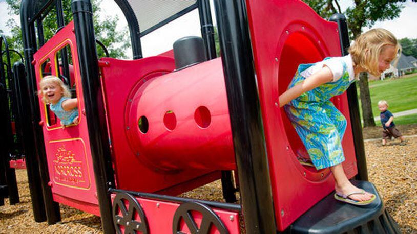 Thrasher Park in Norcross has train play for toddlers and a free summer concert series at night for the whole family.