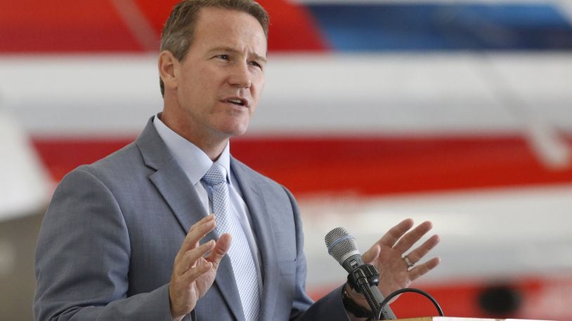 Candidate for Ohio Governor Mike DeWine’s running mate for Lt. Governor is Jon Husted. TY GREENLEES / STAFF