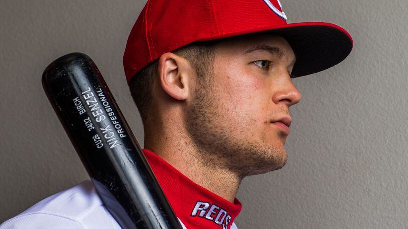 GOODYEAR, AZ - FEBRUARY 20: Nick Senzel #79 of the Cincinnati Reds poses for a portrait at the Cincinnati Reds Player Development Complex on February 20, 2018 in Goodyear, Arizona. (Photo by Rob Tringali/Getty Images)