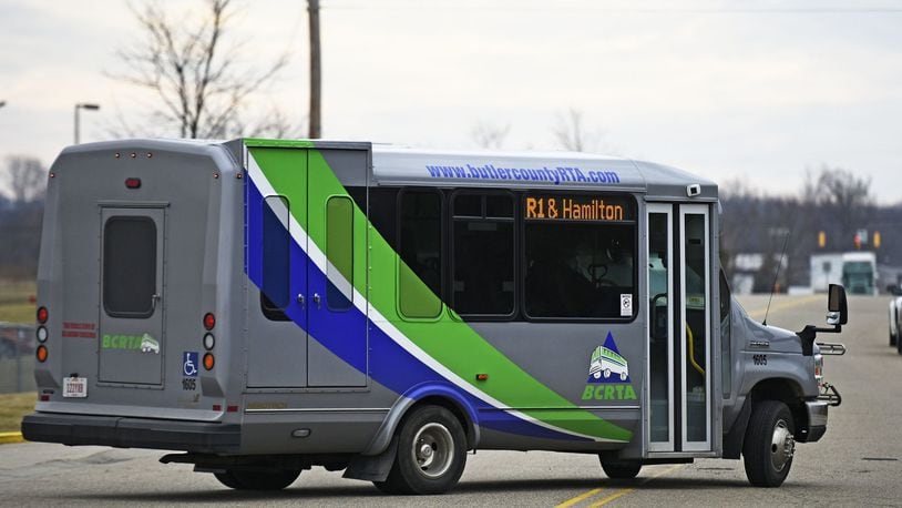 A Butler County Regional Transit Authority bus on the R1 business route.