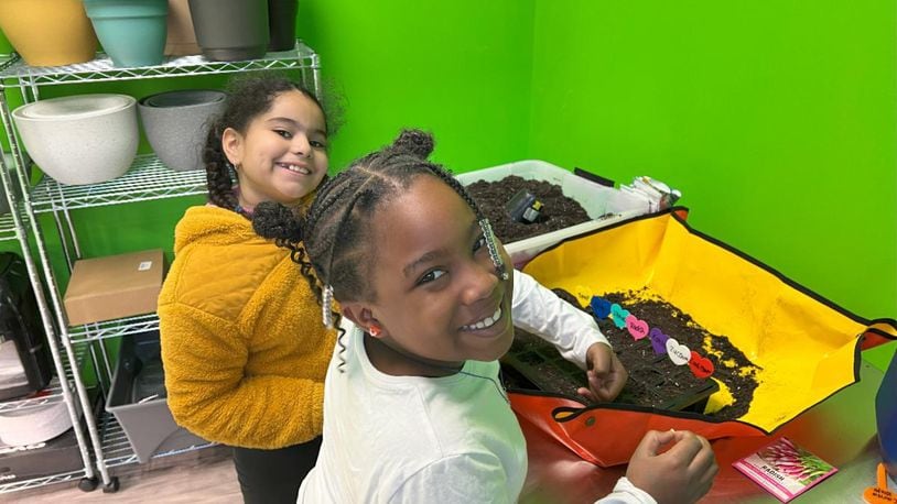 A grant from a national charity group through a local chapter has students at an elementary here growing their minds through growing some food. Students at Middletown’s Rosa Parks Elementary, pictured, are planting seedlings inside a specially designed classroom space to learn about gardening and the importance of healthy food. CONTRIBUTED