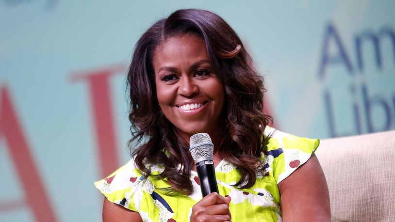 Former first lady Michelle Obama discusses her forthcoming memoir titled, "Becoming", during the 2018 American Library Association Annual Conference. Obama announced a 10-city tour in support of her book. (Photo by Jonathan Bachman/Getty Images)