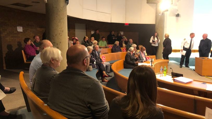 A large crowd attended Tuesday's Middletown City Council meeting where a public hearing was heard regarding a proposed housing development on land formerly owned by Middletown Regional Hospital. RICK McCRABB/STAFF
