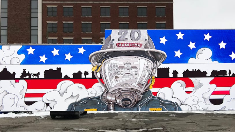 StreetSpark will introduce four new mural projects to the streets of Hamilton this summer. This is a rendering of a mural called Charge the Line, which will be painted on the Local 20 Professional Firefighters Union meeting hall at 350 N. Third Street. CONTRIBUTED