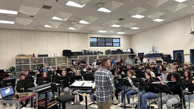 The Hamilton City School District received national recognition for the second consecutive school year earning the Best Communities for Music award from the National Association of Music Merchants. Pictured is the Hamilton School band at practice. PROVIDED