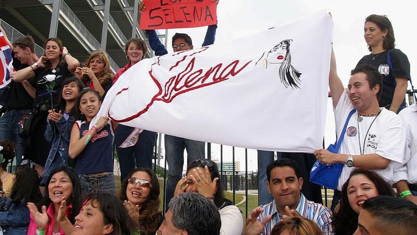 Fans of Selena and the performers show their support at the "Selena Vive" tribute concert, April 7, 2005, Reliant Stadium, Houston, Texas.