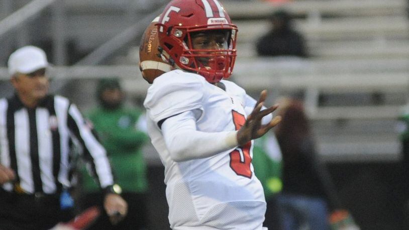 Fairfield quarterback Jeff Tyus throws a pass during last Friday’s 28-21 loss at Northmont. MARC PENDLETON/STAFF