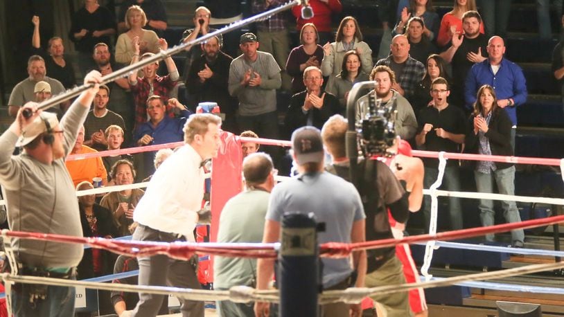 Over 200 extras were used as the audience for the movie Tiger, during one of the fight scenes filmed at Hamilton High School. GREG LYNCH / STAFF
