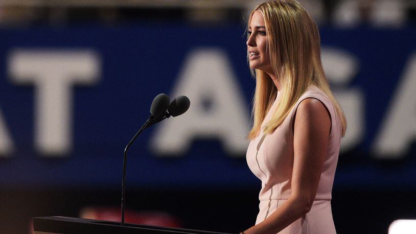 CLEVELAND, OH - JULY 21: Ivanka Trump delivers a speech during the evening session on the fourth day of the Republican National Convention on July 21, 2016 at the Quicken Loans Arena in Cleveland, Ohio. Republican presidential candidate Donald Trump received the number of votes needed to secure the party's nomination. An estimated 50,000 people are expected in Cleveland, including hundreds of protesters and members of the media. The four-day Republican National Convention kicked off on July 18. (Photo by Jeff Swensen/Getty Images)