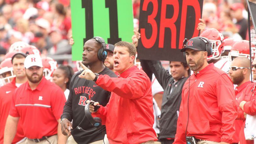 Rutgers coach Chris Ash shouts to his players during a game against Ohio State on Saturday, Oct. 1, 2016, at Ohio Stadium in Columbus. David Jablonski/Staff