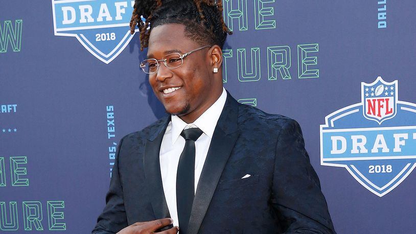 ARLINGTON, TX - APRIL 26:  Shaquem Griffin of UCF poses on the red carpet prior to the start of the 2018 NFL Draft at AT&T Stadium on April 26, 2018 in Arlington, Texas.  (Photo by Tim Warner/Getty Images)
