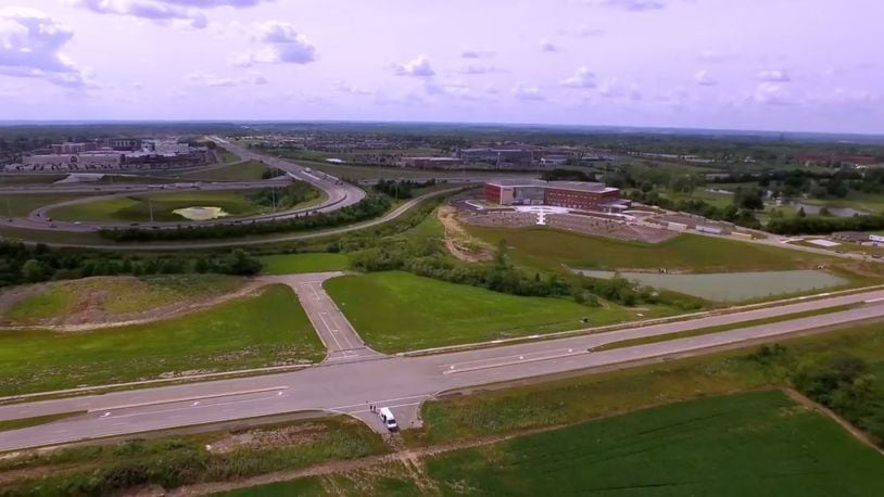 A still-frame shot from a Liberty Twp. promotional video shows the area around Cox Road that the township has been promoting for development, including business, retail, medical and residential.