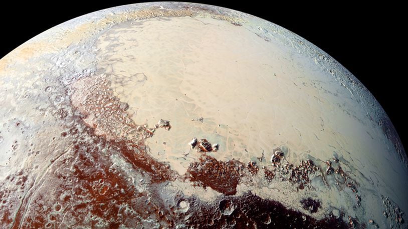 This high-resolution image captured by NASA's New Horizons spacecraft shows the bright expanse of the western lobe of Pluto’s "heart," or Sputnik Planitia, which is rich in nitrogen, carbon monoxide and methane ices.