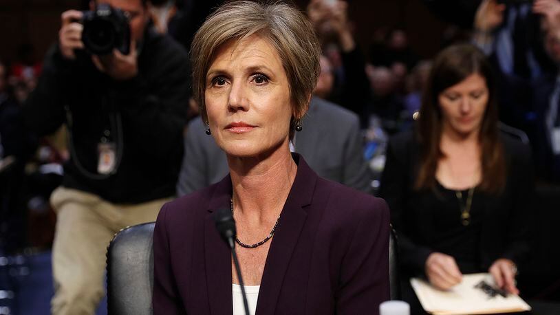 Former acting Attorney General Sally Yates takes her seat on Capitol Hill in Washington, Monday, May 8, 2017, prior to testifying before the Senate Judiciary subcommittee on Crime and Terrorism hearing: "Russian Interference in the 2016 United States Election." (AP Photo/Pablo Martinez Monsivais)