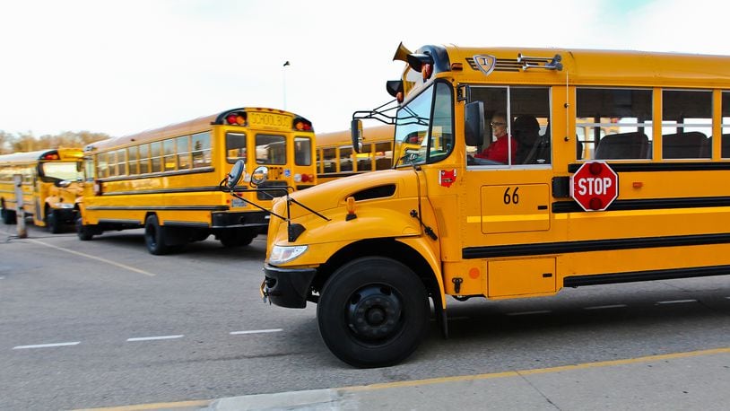 Three Fairfield school buses were involved in the same crash Thursday afternoon. STAFF FILE