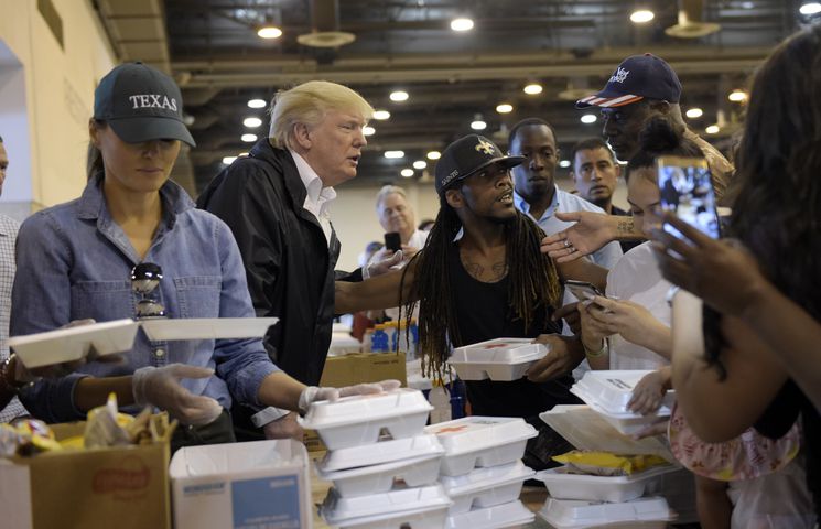 Photos: President Trump, first lady visit with Harvey victims