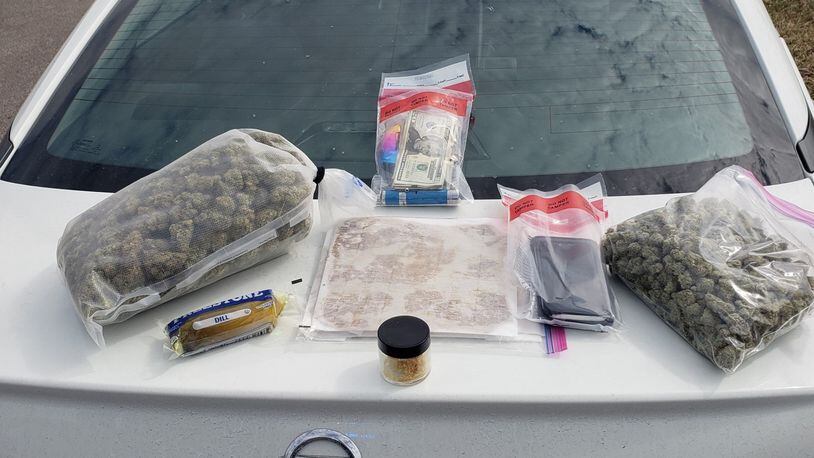 The Butler County Sheriff's Office B.U.R.N. taskforce found marijuana and a large amount of a wax substance along with cash and a pickle when they pulled a man over on I-75. Photo: BCSO