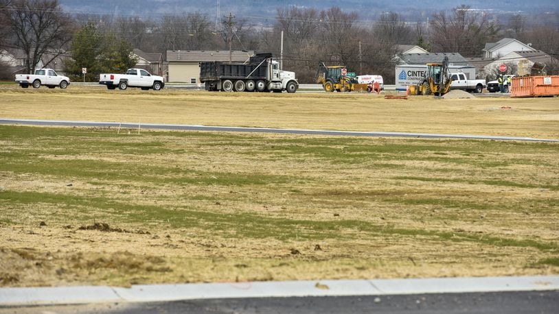 Construction work continues for a new Kroger location along OH-4 at Kyles Station Road Monday, March 5 in Liberty Township. NICK GRAHAM/STAFF