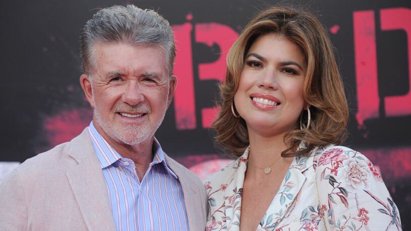 WESTWOOD, CA - JULY 26:  Actor Alan Thicke and wife Tanya Callau arrive at the premiere of STX Entertainment's "Bad Moms" at Mann Village Theatre on July 26, 2016 in Westwood, California.  (Photo by Gregg DeGuire/WireImage)