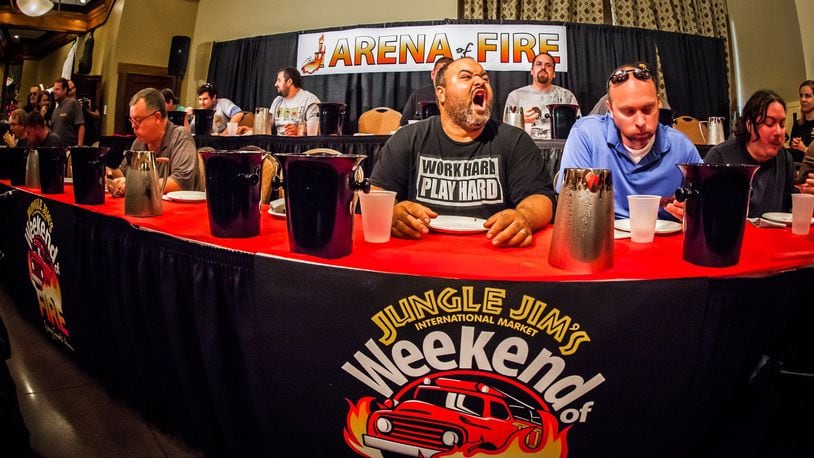 Jungle Jim’s Weekend of Fire participants indulge their palates in the Arena of Fire.