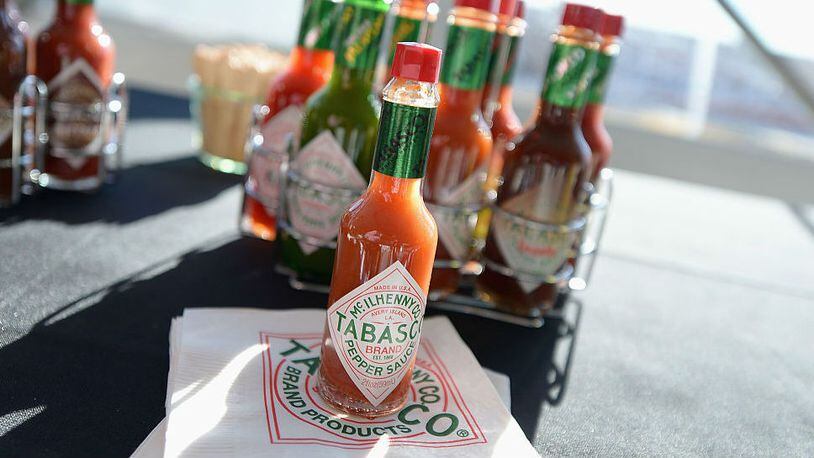 A variety of Tabasco products are on display at Esurance Rooftop Pier 92 on October 19, 2014, in New York City.