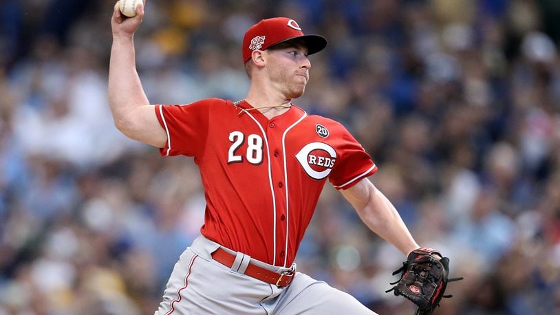 MILWAUKEE, WISCONSIN - JUNE 23:  Anthony DeSclafani #28 of the Cincinnati Reds pitches in the first inning against the Milwaukee Brewers at Miller Park on June 23, 2019 in Milwaukee, Wisconsin. (Photo by Dylan Buell/Getty Images)