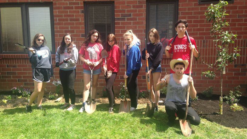 Kings High School students enrolled in the Advanced Placement Digital Media Arts 2-D Design class applied their skills to raise awareness about the plight of the declining pollinator population. They also raised money to install a pollinator garden in the school’s courtyard. Students include (not in order): Jenna Cooper, Bridget Davis, Lauren Goslee, Ben Kessler, Jillian Krynock, Carlos Melendez Porras, Kali Reaves and Mikayla Werner. CONTRIBUTED