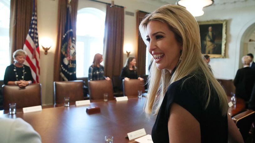WASHINGTON, DC - FEBRUARY 13: Ivanka Trump attends a round table discussion with her father U.S. President Donald Trump and Canadian Prime Minister Justin Trudeau, on the advancement of women entrepreneurs and business leadersat the White House February 13, 2017 in Washington, DC. (Photo by Mark Wilson/Getty Images)