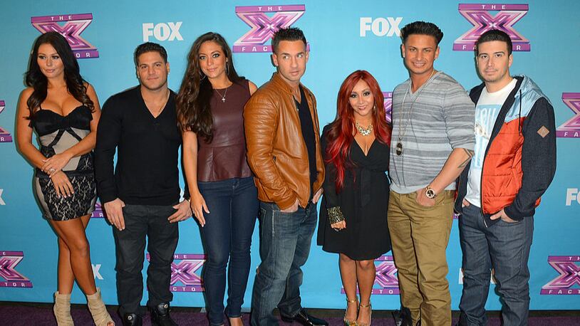 LOS ANGELES, CA - DECEMBER 19:  Jersey Shore cast (L-R) Jenni 'Jwoww' Farley Ronnie Ortiz-Magro Sammi 'Sweetheart' Giancola, Mike 'The Situation' Sorrentino, Nicole 'Snooki' Polizzi,Paul 'Pauly D' DelVecchio,Vinny Guadagnino arrive at Fox's "The X Factor" Season Finale Night 1 at CBS Televison City on December 19, 2012 in Los Angeles, California.  (Photo by Frazer Harrison/Getty Images)
