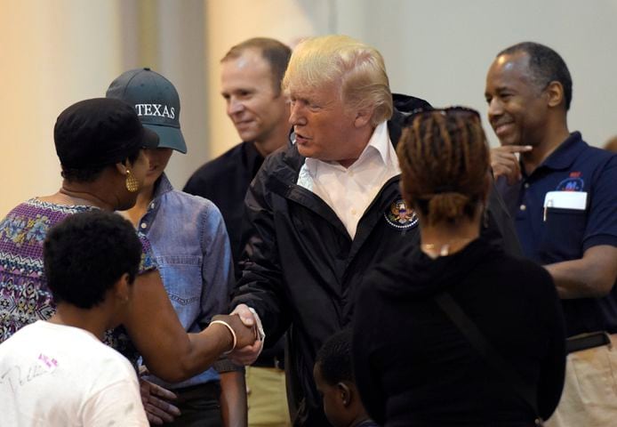 President Trump, first lady visit with Harvey victims
