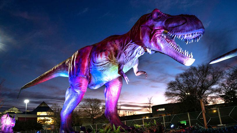 Dino Safari at the Louisville Mega Cavern kicks off Friday, April 9 and runs through Sunday, May 2. The underground drive-thru adventure will take visitors through underground caverns to experience close up encounters with animatronic dinosaurs. CONTRIBUTED PHOTO